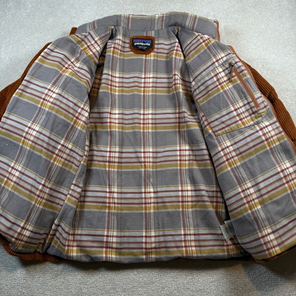 Patagonia Women Large Cord Fjord Down Coat Orange Full Zip Down Insulated Jacket - Picture 3 of 10